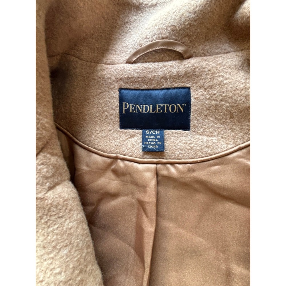 Pendleton Women Harding Jacquard Wool Blend Zip Front Coat Tan Red Small - Picture 4 of 6